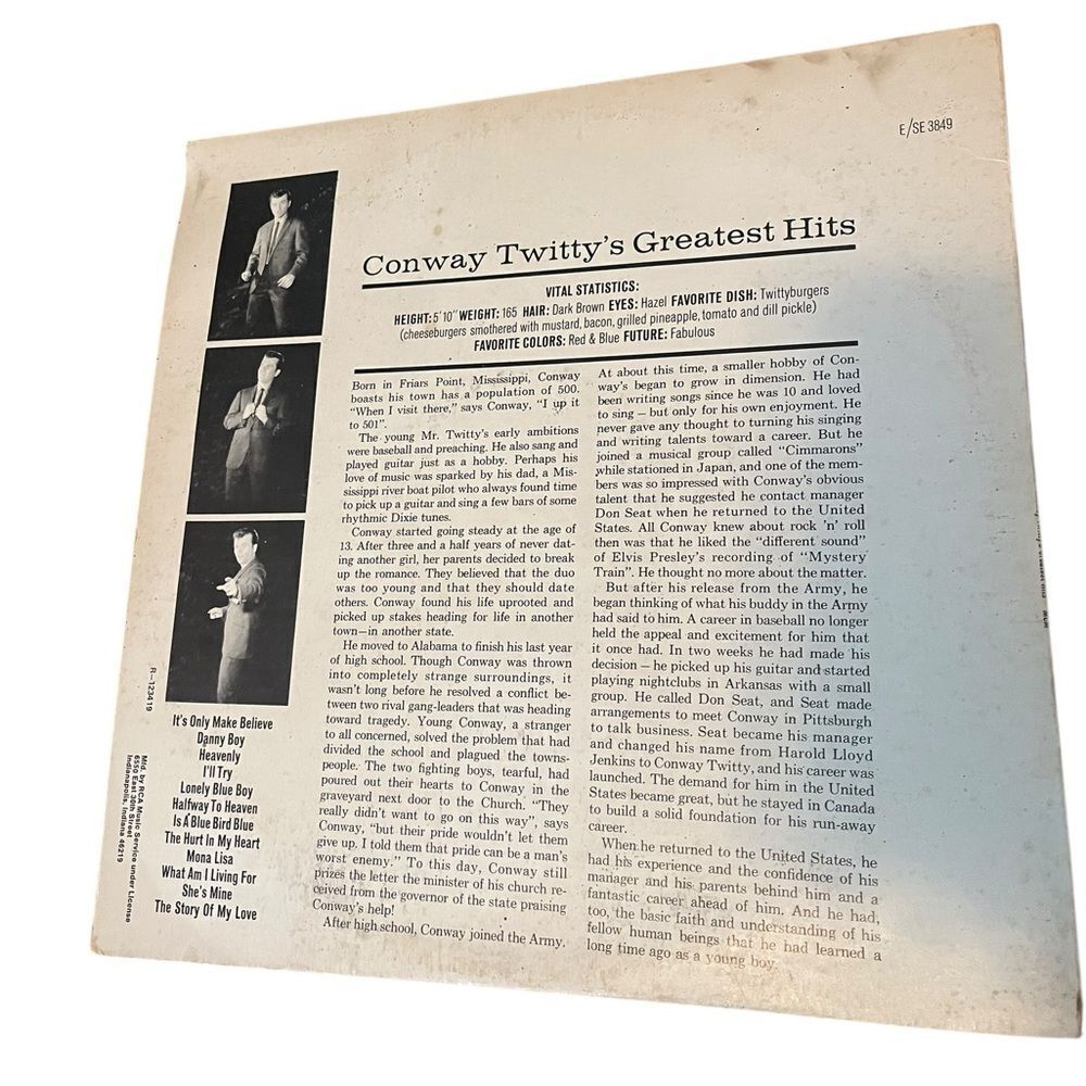 RARE CONWAY TWITTY’S GREATEST HITS LP VINYL RECORD COUNTRY ROCK MGM - Picture 3 of 7